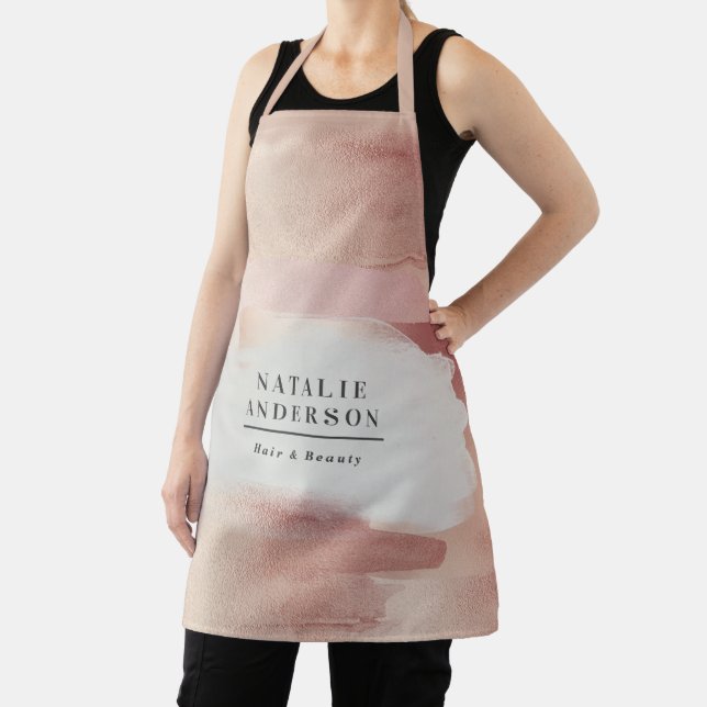 Pink Gold  Watercolor Girly Custom Branding Apron (Insitu)