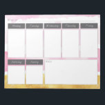 Pink & Gold Watercolor Weekly Pattern Notepad<br><div class="desc">Simple and elegant Pink & Gold WaterColor and Paint Striped Paint Weekly Pattern Notepad.  Perfect for work,  home or school.  Great for anyone who likes to be organised.</div>