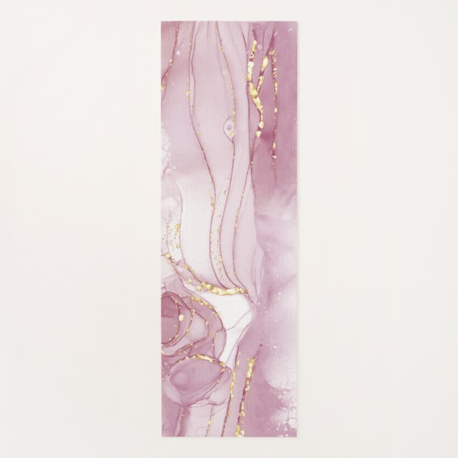 Pink Gold Watercolor Yoga Mat (Front)