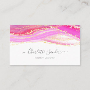 Pink Gold watercolors chic modern typography Business Card