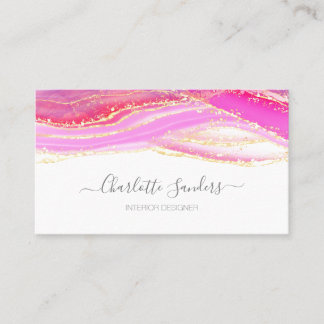 Pink Gold watercolors chic modern typography Business Card