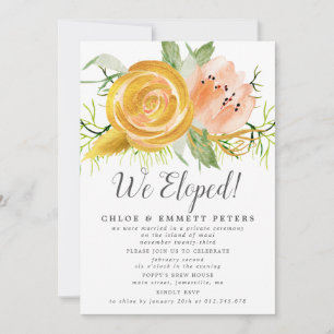 Pink Gold We Eloped Elopement Reception Invitation