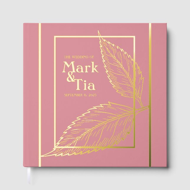 Pink Gold Wedding Foil Guest Book (Front)