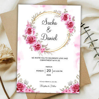 Pink Gold Wedding Invitation