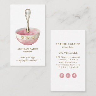 Pink Gold Whisk Bowl Baker Pastry Chef Business Card