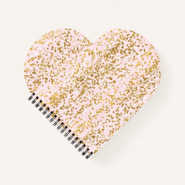 Pink Gold White Confetti Notebook (Front)