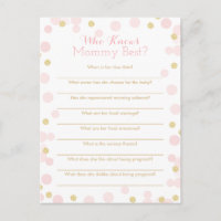 Pink Gold Who Knows Mummy Best Quiz Game Card
