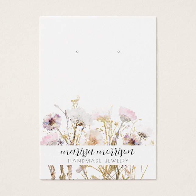 Pink Gold Wildflower Botanical Earring Display (Front)