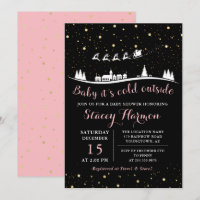 Pink Gold Winter Baby Its Cold Outside Baby Shower