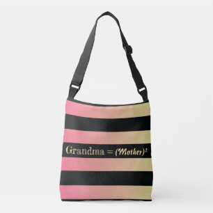pink gold with black striped grandma's gift crossbody bag