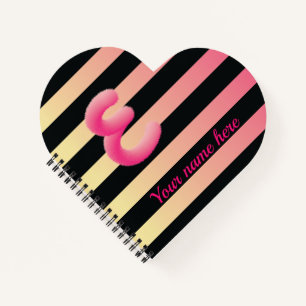 pink gold with black striped velvety fur monogram notebook