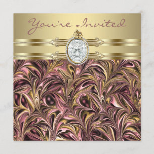 Pink Gold Womans Birthday Party Invitations