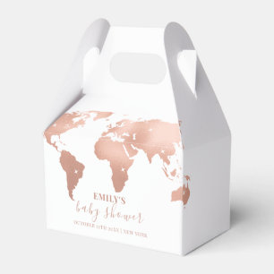Pink Gold World Map Travel Adventure Baby Shower  Favour Box