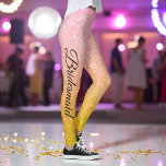 Pink Gold Yellow Sparkle Glitter Party Leggings<br><div class="desc">Pink Gold Yellow Glitter Sparkle Leggings with Faux Pink Yellow Glitter background and name in black. Use personalise this template option to change the text | Use customise further option to change the text style, size and colour if required. If you don’t need text, delete it.</div>