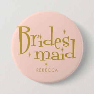 Pink Golden Bachelorette Party  7.5 Cm Round Badge