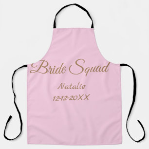 Pink golden bridesmaid squad add name girly apron