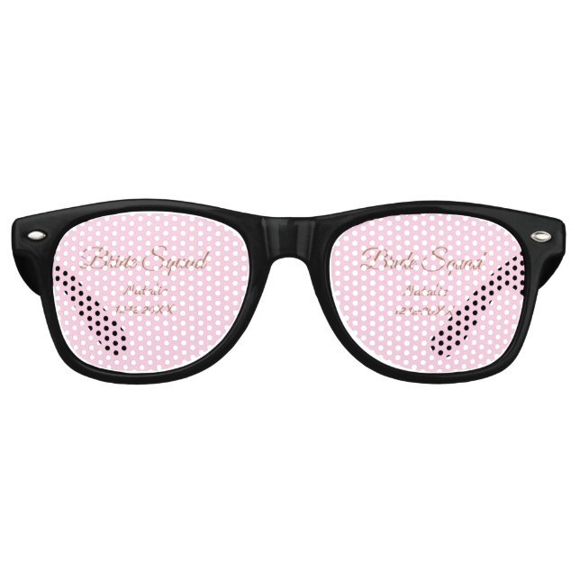 Pink golden bridesmaid squad add name girly retro sunglasses (Front)