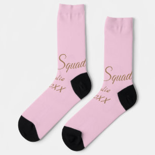 Pink golden bridesmaid squad add name girly socks