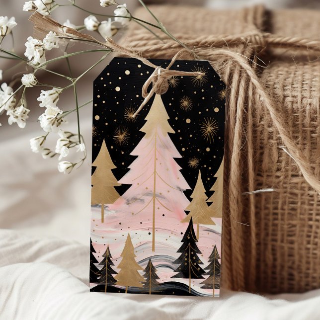 Pink Golden Christmas Tree Gift Tags (Creator Uploaded)