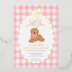 Pink Golden Doodle Puppy Pawty 1st Birthday