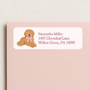 Pink Golden Doodle Puppy Return Address Label