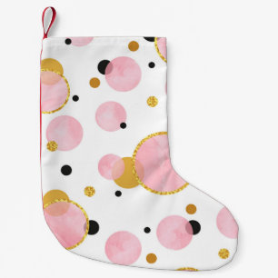 Pink Golden Dots, Geometric Vintage. Small Christmas Stocking