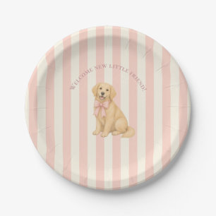 Pink Golden Retriever Baby Shower Paper Plate