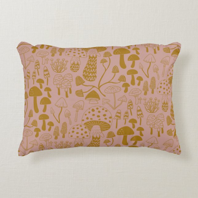 Pink Goldenrod Mushroom Decorative Cushion (Front)