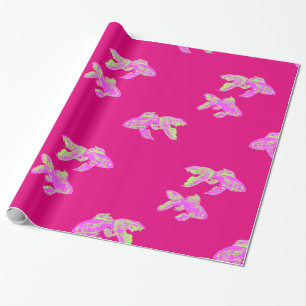 pink goldfish pattern wrapping paper