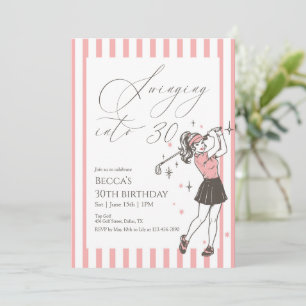 Pink Golf 30th Birthday Party Swinging Into 30 Invitation