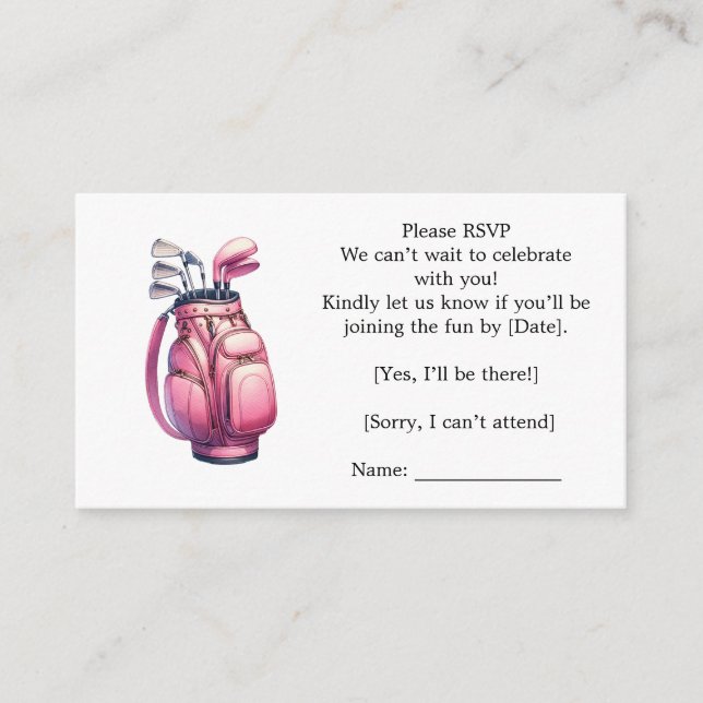 Pink Golf Bag  Enclosure Card (Front)