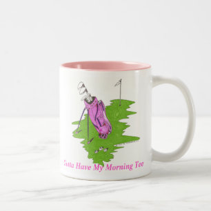 Pink Golf Bag - Gotta Have My Morning Tee Two-Tone Coffee Mug