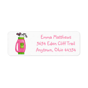 Pink Golf Bag Return Address Labels