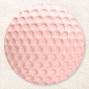 Pink Golf Ball Sport Round Paper Coaster