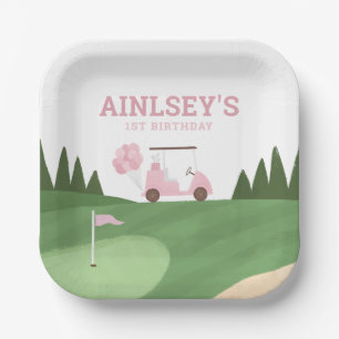 Pink Golf Birthday Party Paper Plate