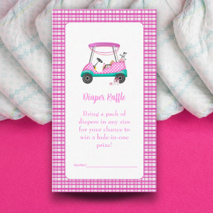Pink Golf Cart Baby Supplies Baby Shower Diaper  Enclosure Card