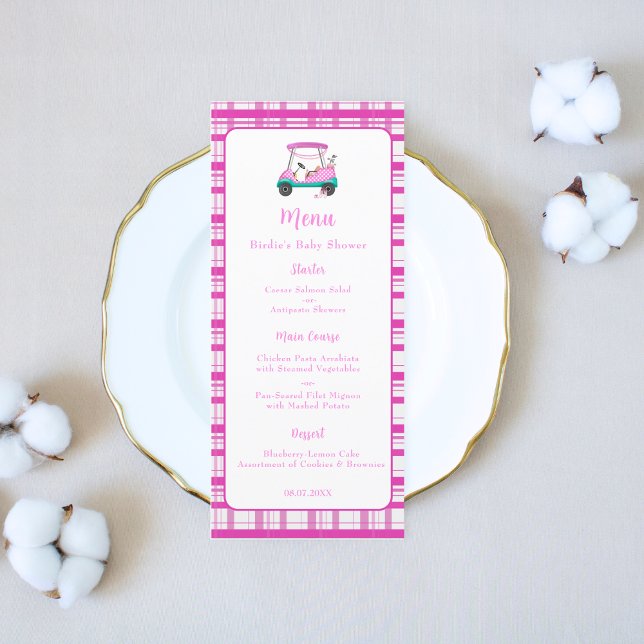 Pink Golf Cart Baby Supplies Baby Shower  Menu (Creator Uploaded)