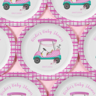 Pink Golf Cart Baby Supplies Baby Shower  Paper Plate