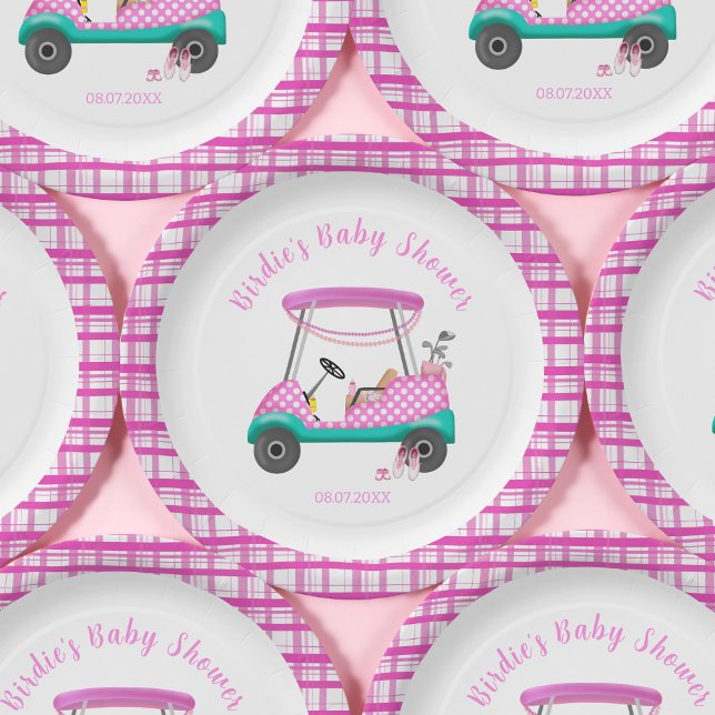 Pink Golf Cart Baby Supplies Baby Shower  Paper Plate (Creator Uploaded)