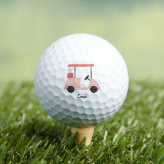 Pink Golf Cart Breast Cancer Awareness Personalise Balls