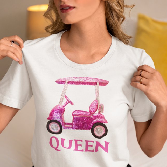 Pink Golf Cart Faux Sequin Queen Tri-Blend Shirt (Creator Uploaded)
