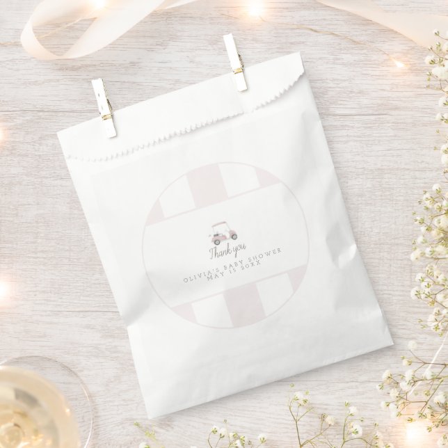 Pink golf cart favour bag (Clipped)