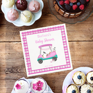 Pink Golf Cart With Baby Supplies Baby Shower Napkin
