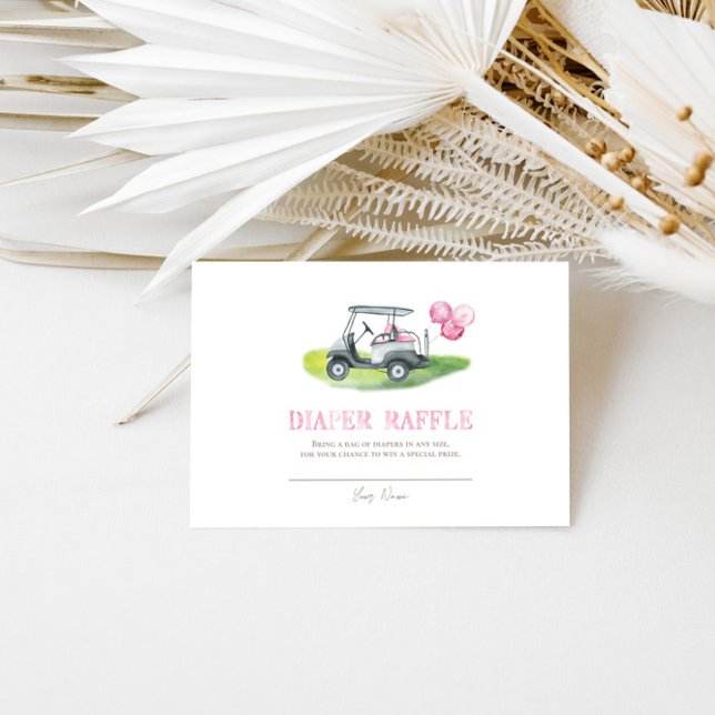Pink Golf Diaper Raffle Enclosure Card (Creator Uploaded)