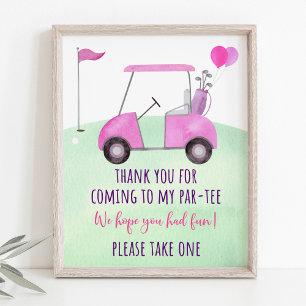 Pink Golf First Birthday Par-tee Favour Sign