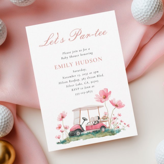 Pink Golf Floral Baby Shower Invitation (Creator Uploaded)