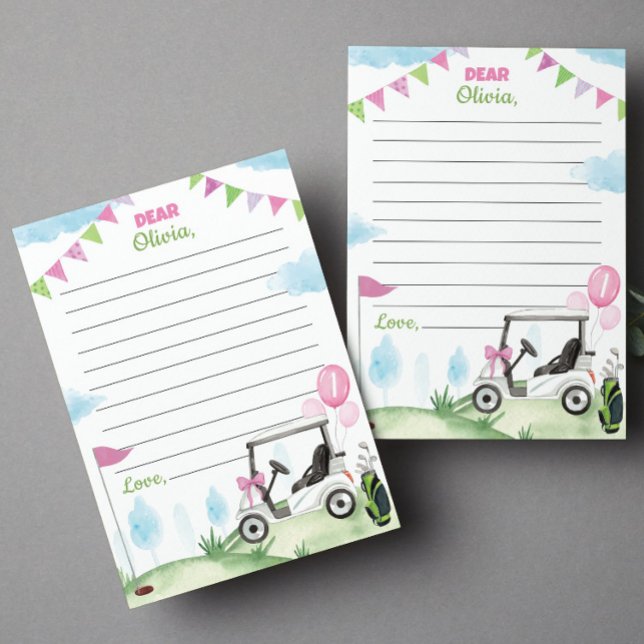 Pink Golf Girl Time Capsule Note Message Card (Creator Uploaded)