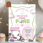 Pink Golf Kid's Fore Birthday Invitation<br><div class="desc">Pink Golf Kid's Fore Birthday Invitation,  Let's Par-tee Golf Cart Birthday Invitation,  Editable Golf Turning Fore Kids Birthday</div>