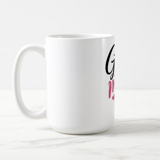 Pink Golf Mum Heart Ball Calligraphy Coffee Mug (Left)
