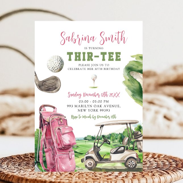 Pink Golf Thir-Tee Birthday Invitation (Creator Uploaded)